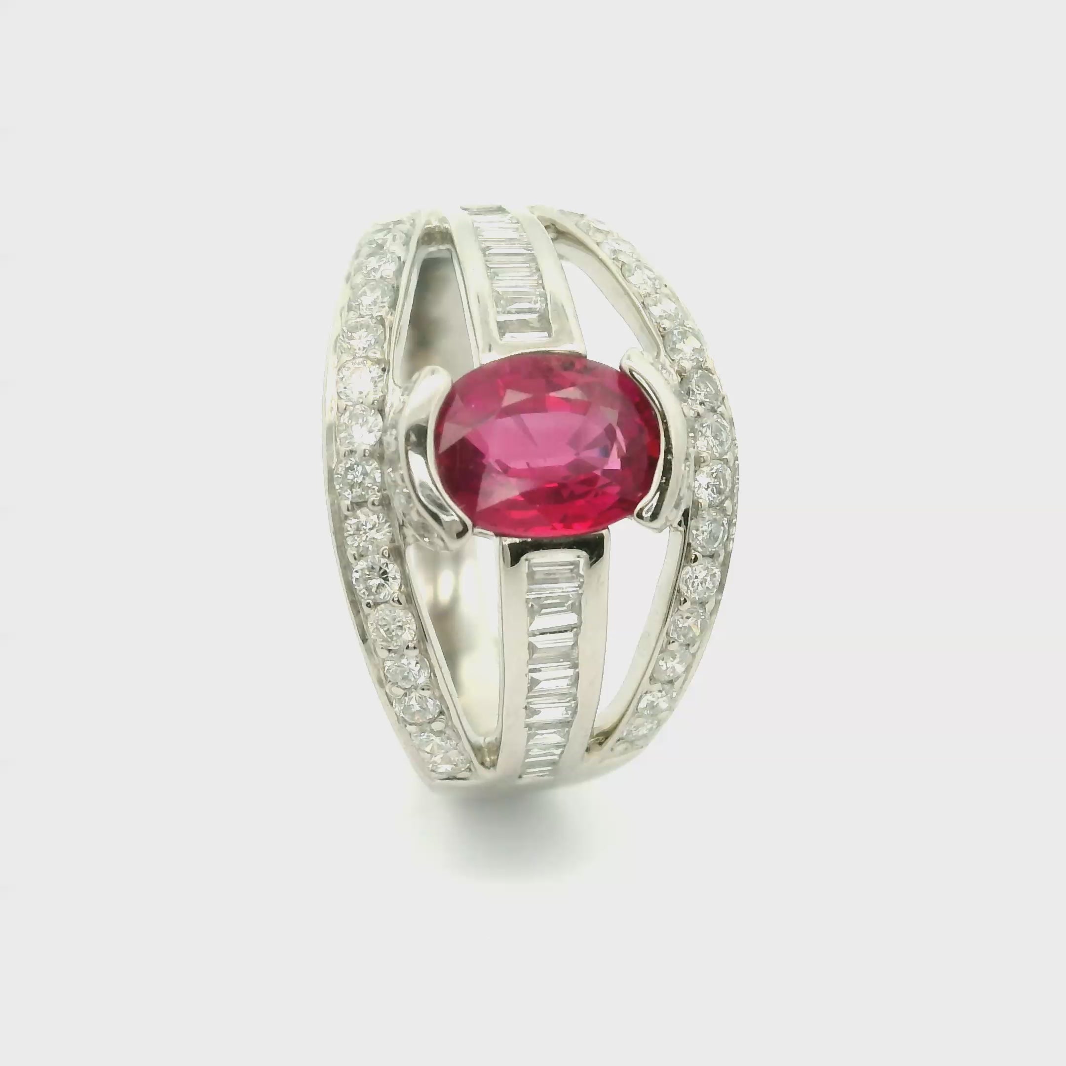 1.46 Carat Ruby diamond Platinum Band Ring