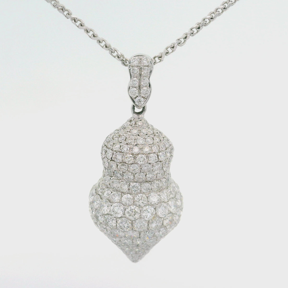 Diamond 18K White Gold Pave-set Pendant Necklace
