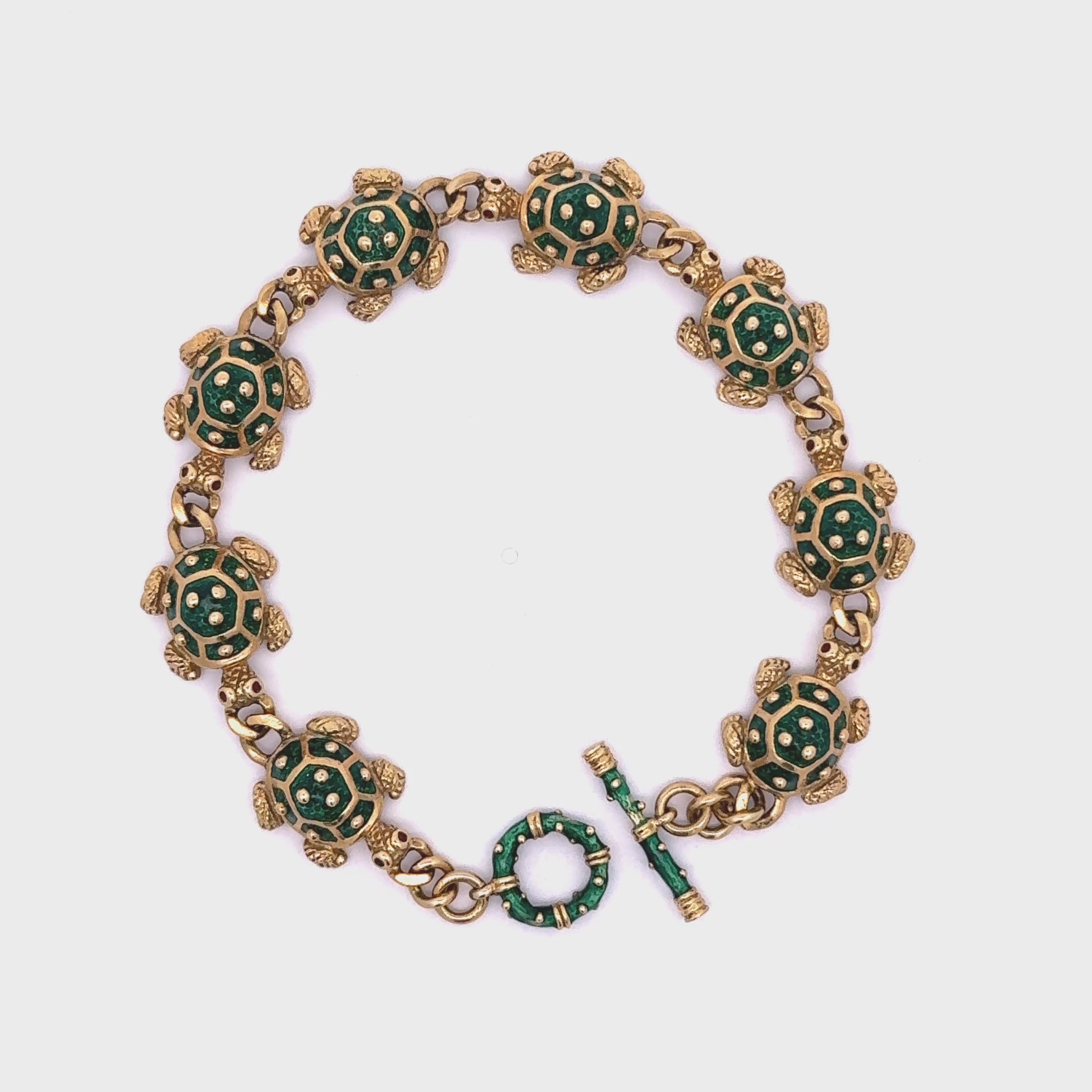 Hidalgo 18K Yellow Gold Enamel Turtle Link Bracelet