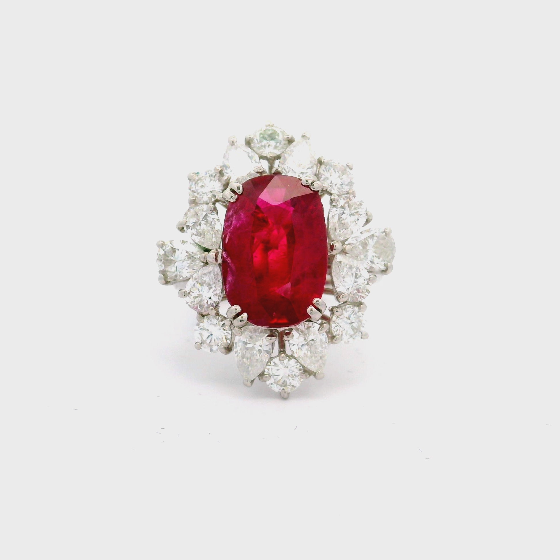 6.16 Carat Ruby Diamond Platinum Ring