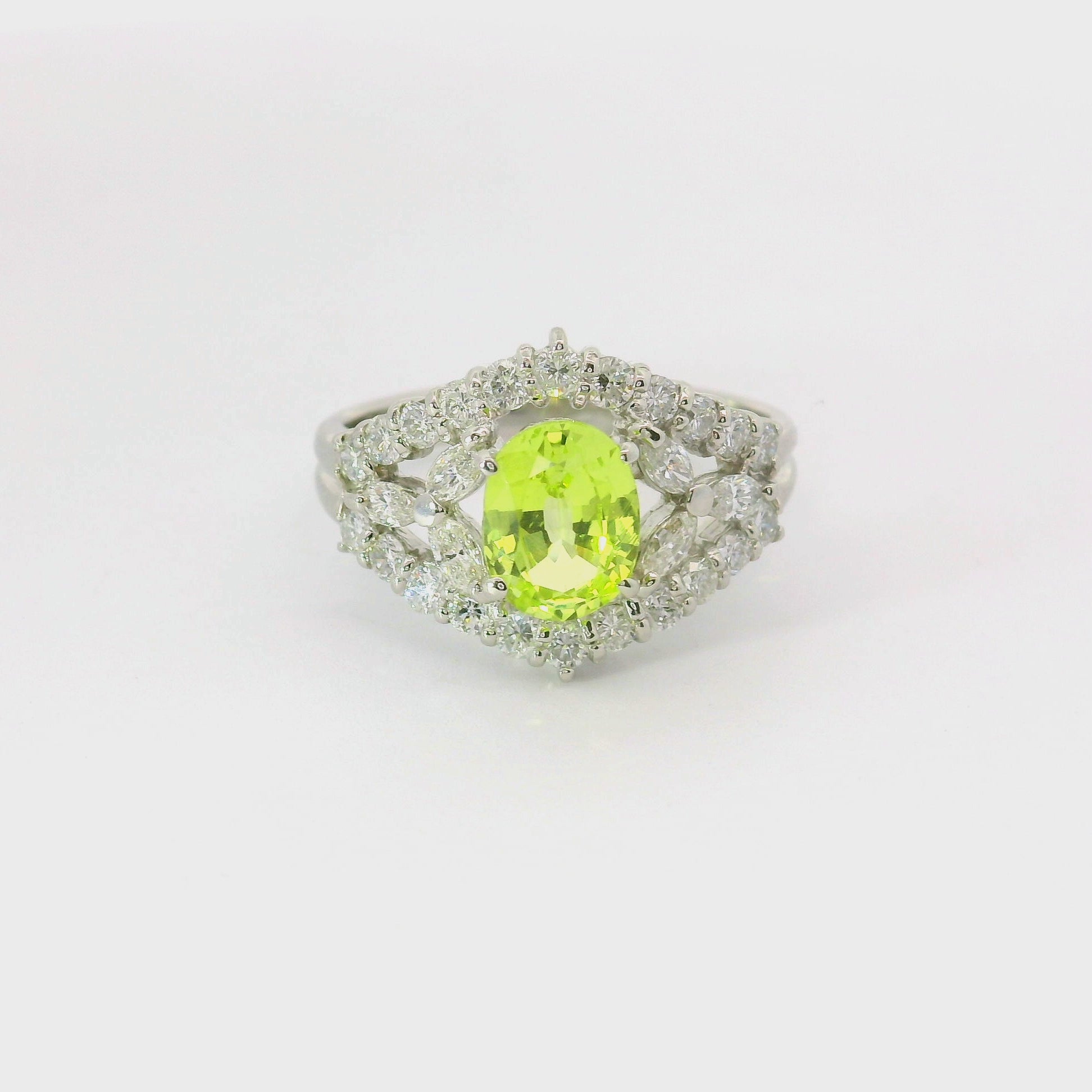 1.31 Carat Chrysoberyl Diamond Platinum Ring