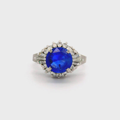 4.62 Carat No-Heat Ceylon Blue Sapphire Diamond Platinum Ring, GIA Certified