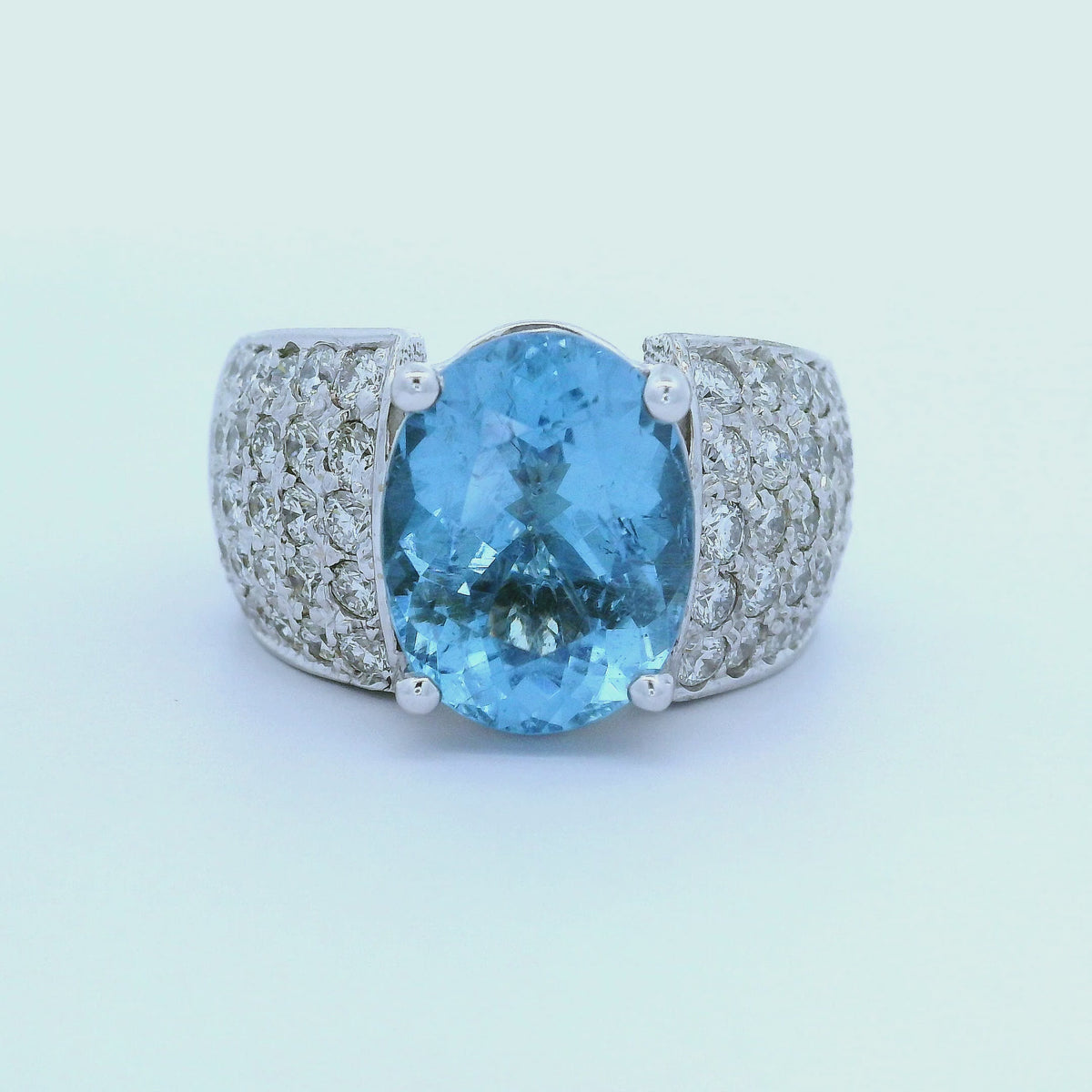 5.45 Carat No-Heat Paraiba Tourmaline Diamond 14K White Gold Ring, AGL Certified