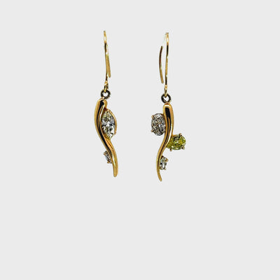 Diamond 18k Yellow Gold Drop Hook Earrings