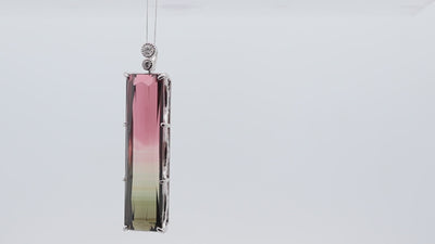 33.57 Carat Watermelon Tourmaline Diamond Platinum Pendant
