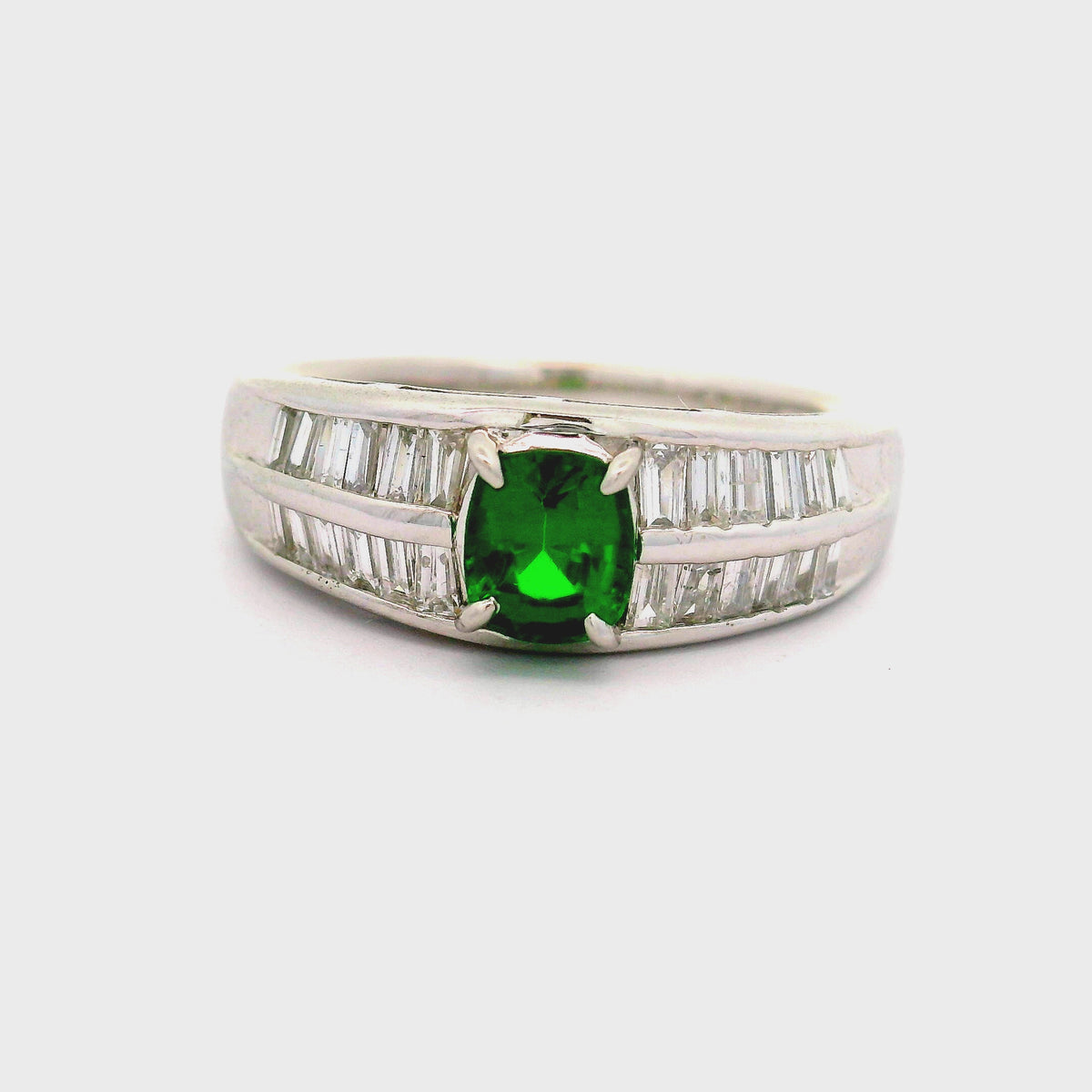 Tsavorite Garnet Diamond Platinum Ring