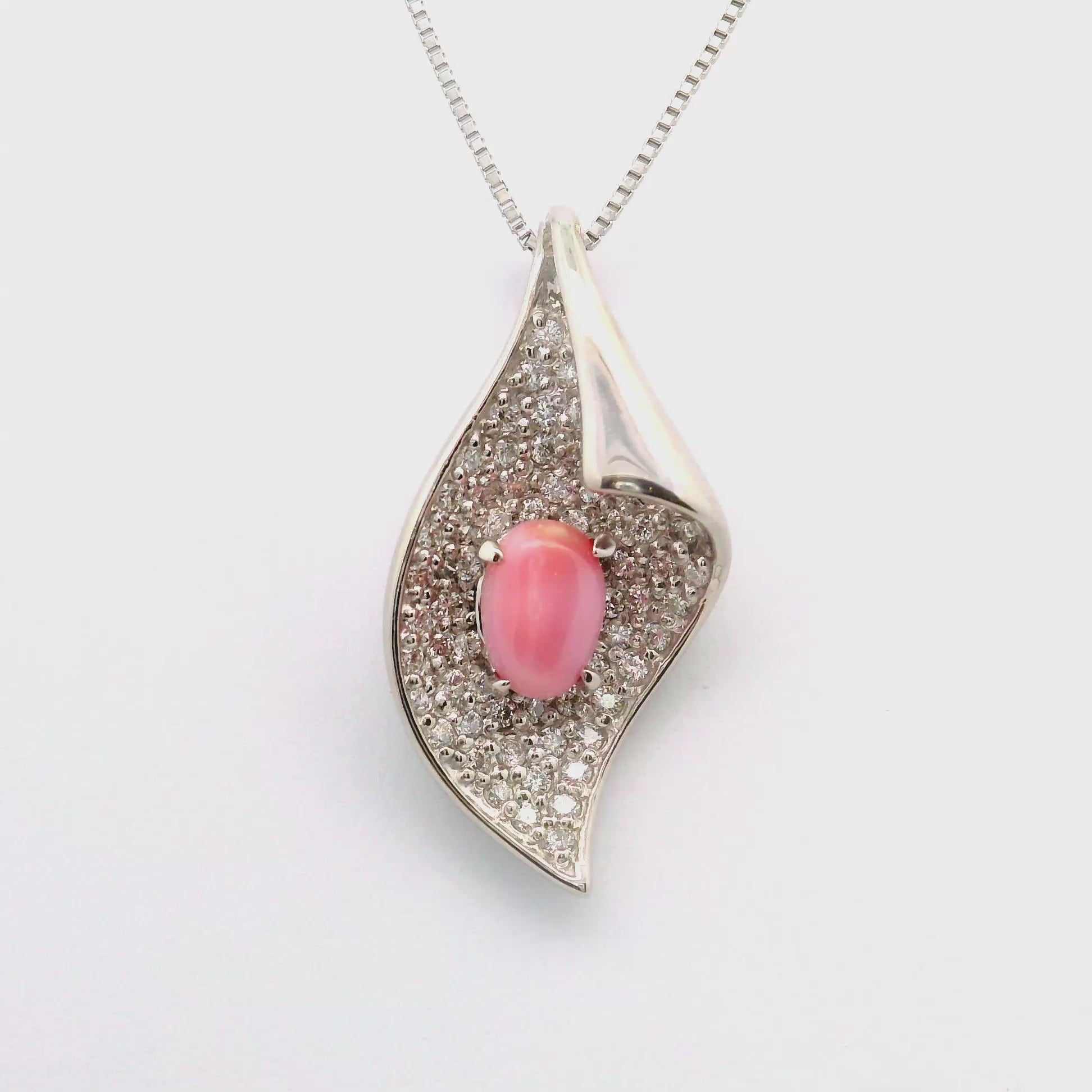 Conch Pearl Diamond Platinum Pendant