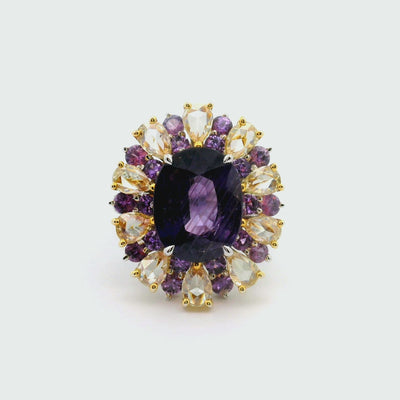 6.17 Carat No-Heat Purple Sapphire Diamond 18k White Gold Ring, GIA Certified