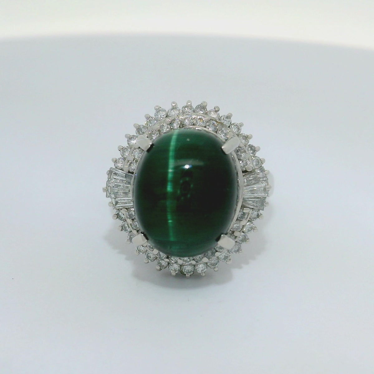 Estate 10.53 Carat Tourmaline Diamond Platinum Halo Ring