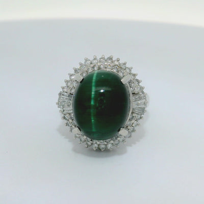 Estate 10.53 Carat Tourmaline Diamond Platinum Halo Ring
