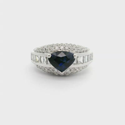 Blue Sapphire Diamond Platinum Ring