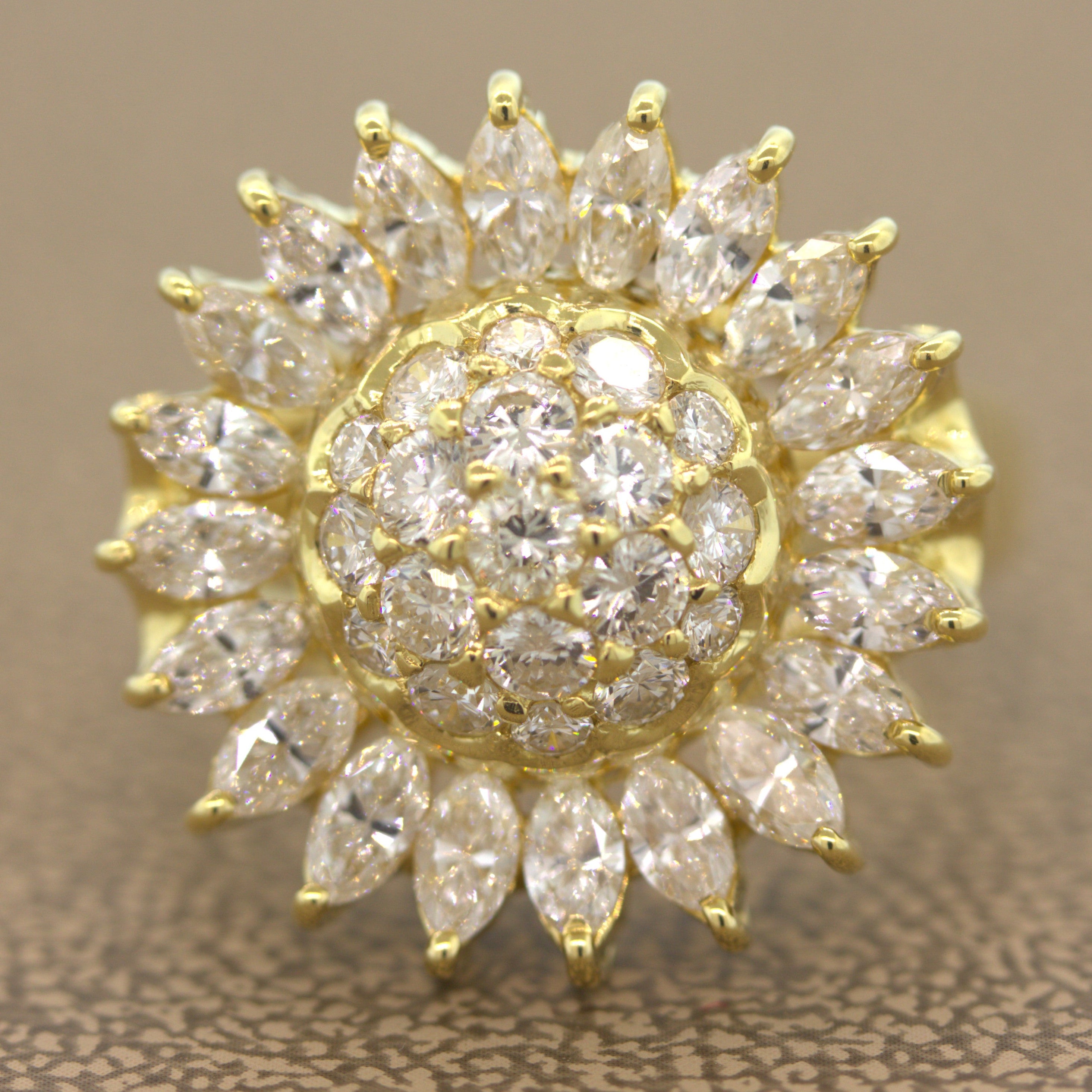 Diamond Sunflower Gold Ring