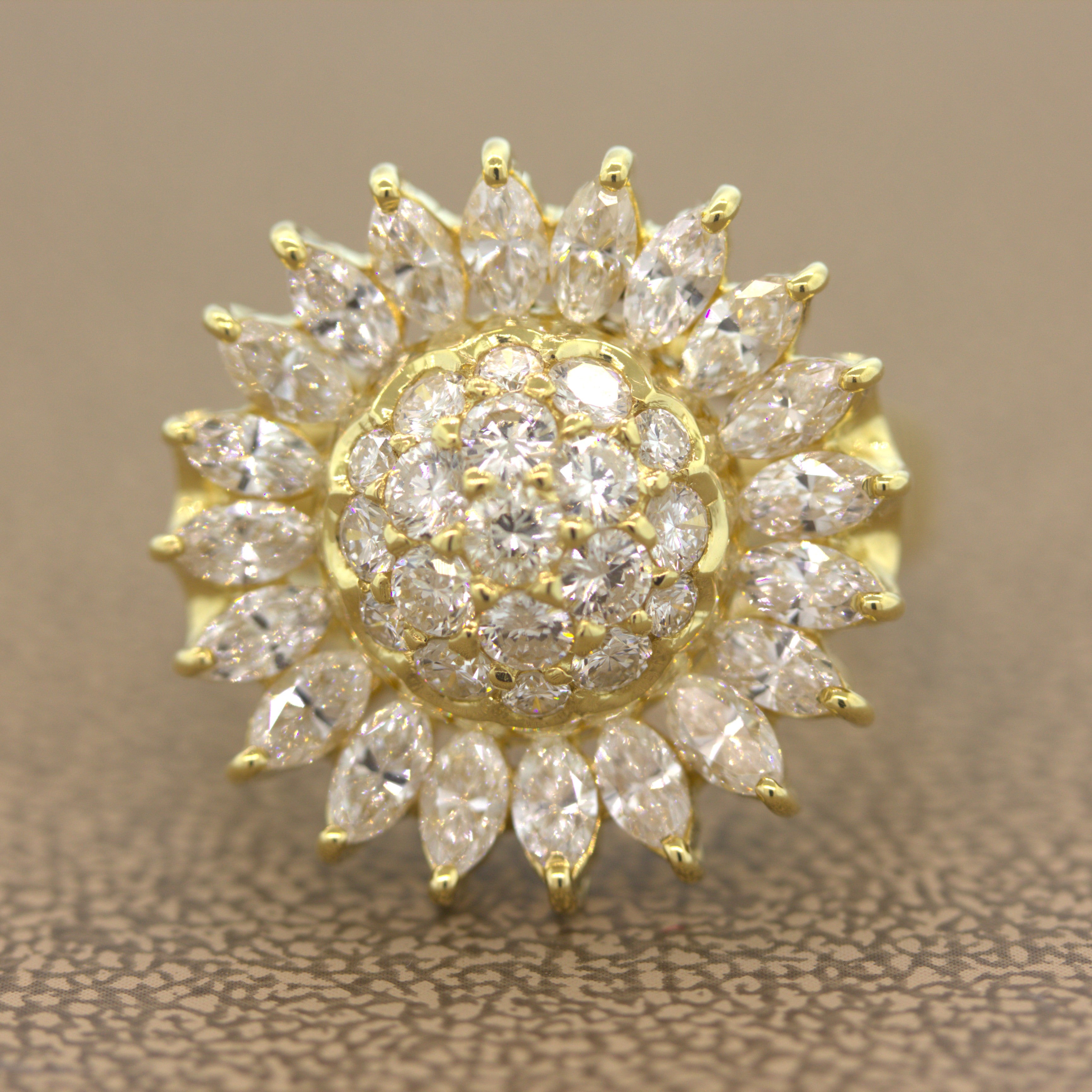 Diamond Sunflower Gold Ring