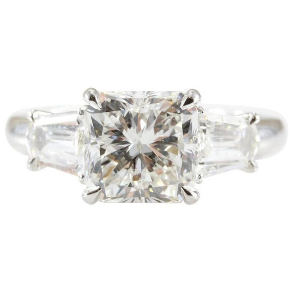 3.22 Carat Radiant Cut Diamond F-SI1 Platinum Engagement Ring