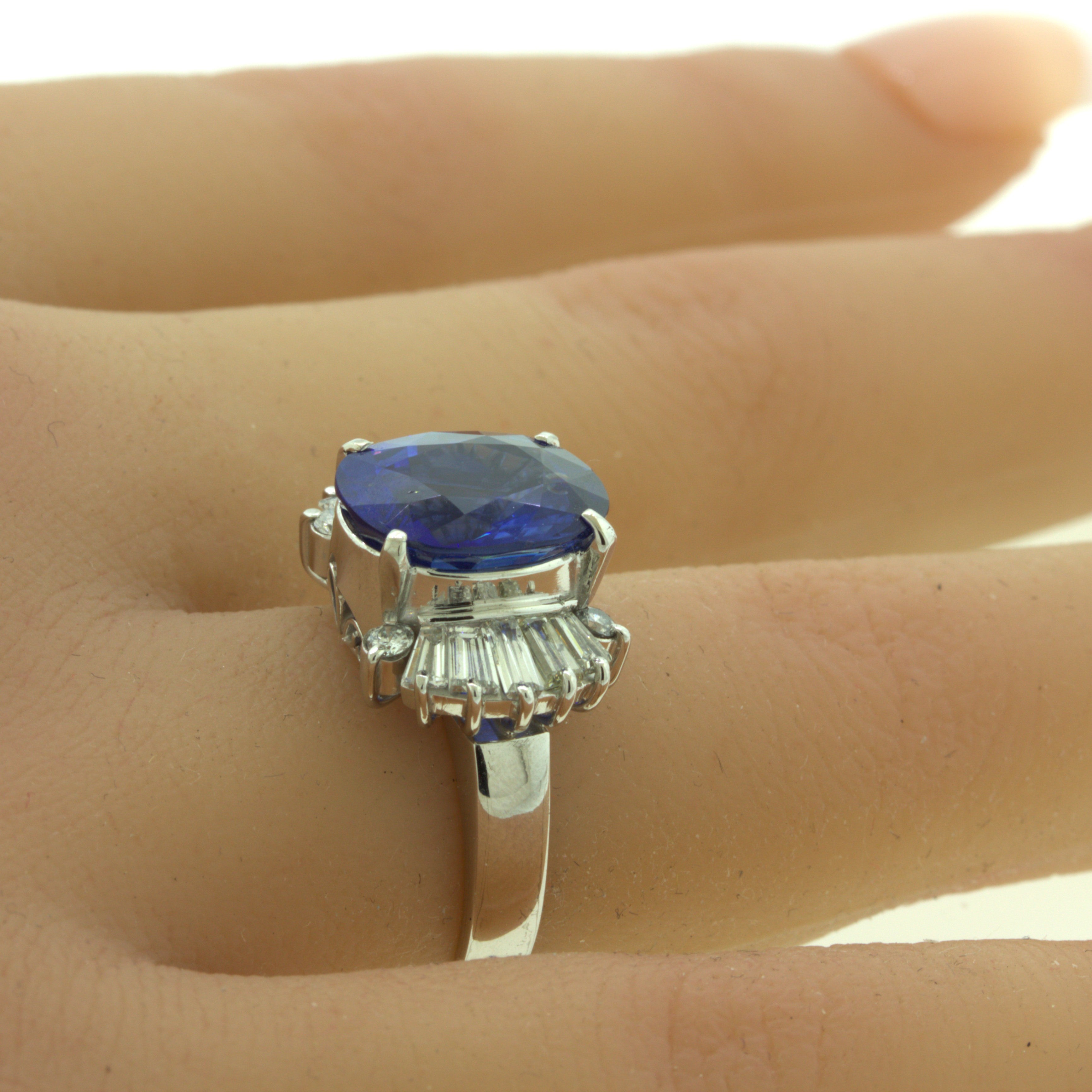 5.26 Carat Ceylon Sapphire Diamond Platinum Ring, GIA Certified