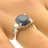 7.61 Carat No-Heat Blue Sapphire Diamond Platinum Ring, GIA Certified