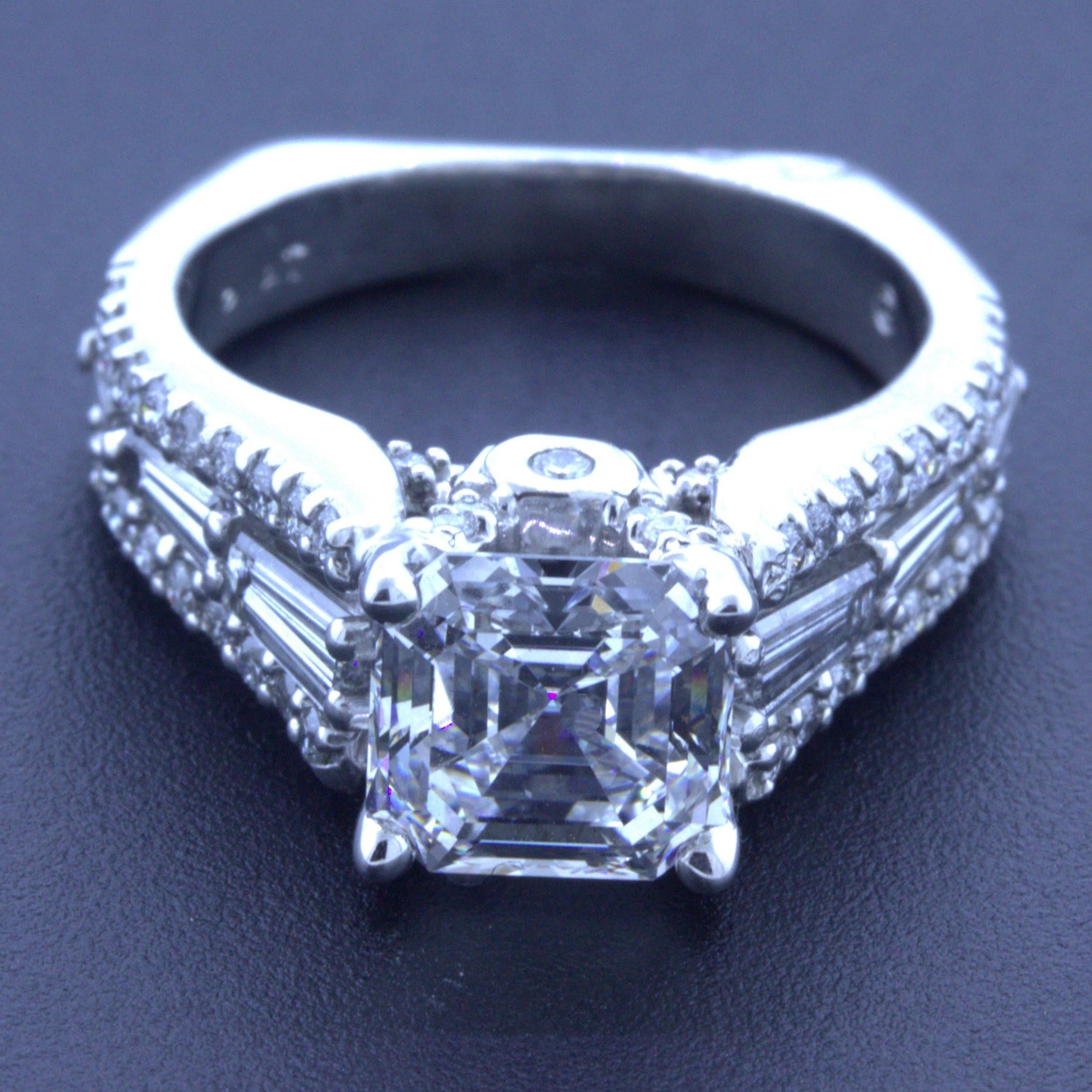 2.19 Carat D-VS2 Asscher-cut Diamond Platinum Engagement Ring, GIA Certified