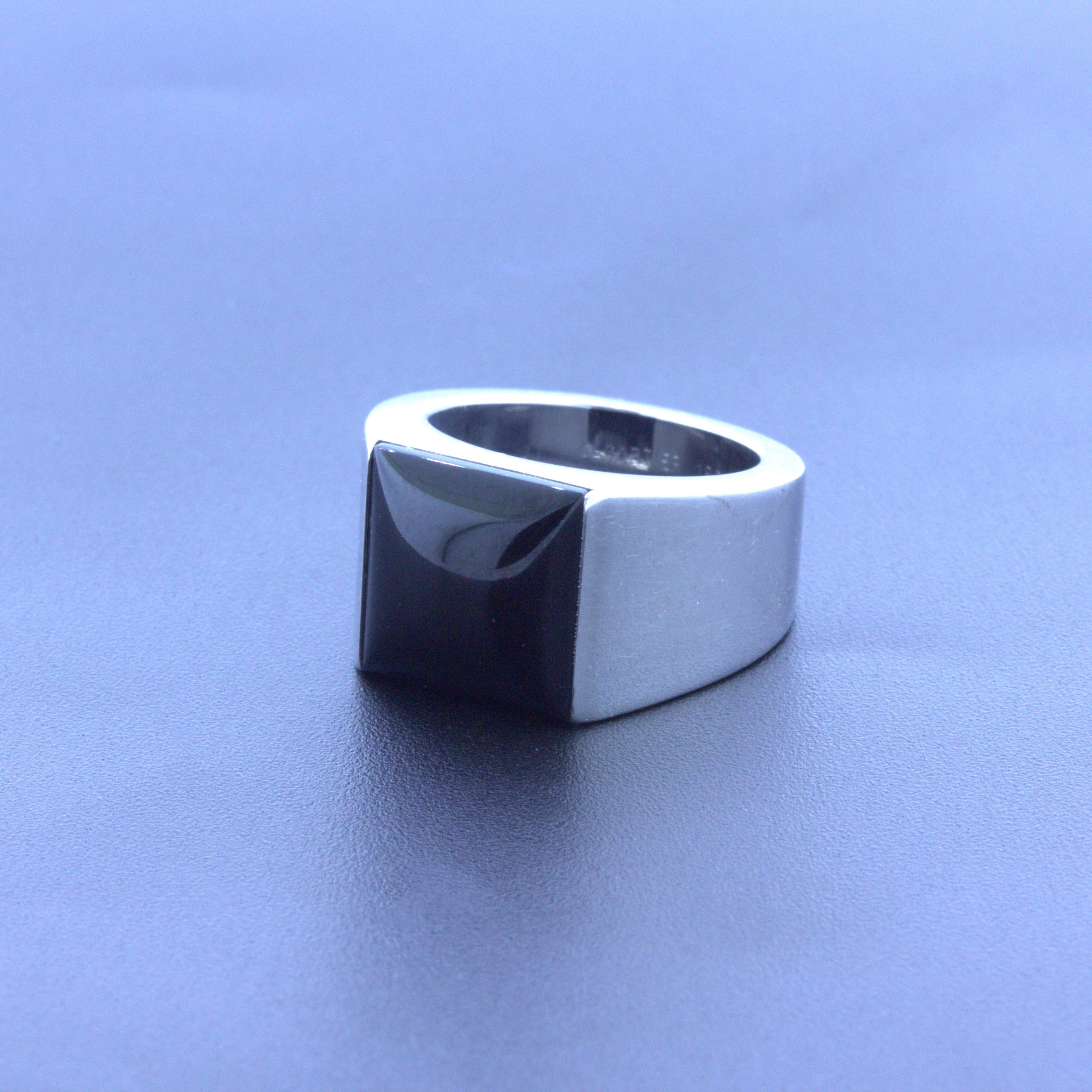 Cartier Onyx 18k White Gold Tank Ring