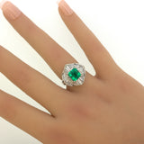Gem 2.25 Carat Emerald Diamond Platinum Ring