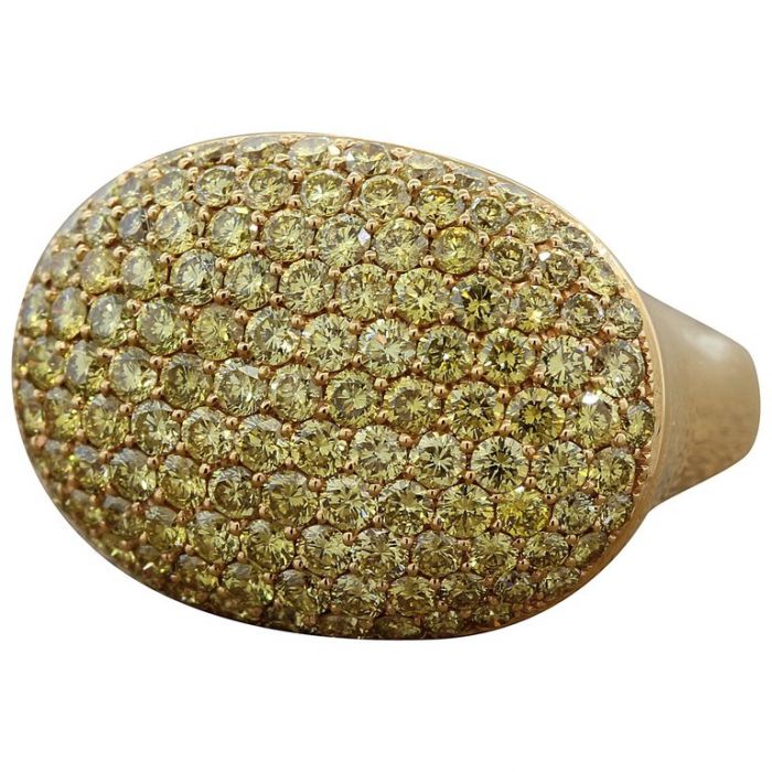 Fancy Yellow Diamond Pave Gold Ring