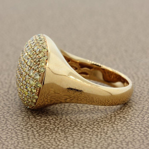 Fancy Yellow Diamond Pave Gold Ring