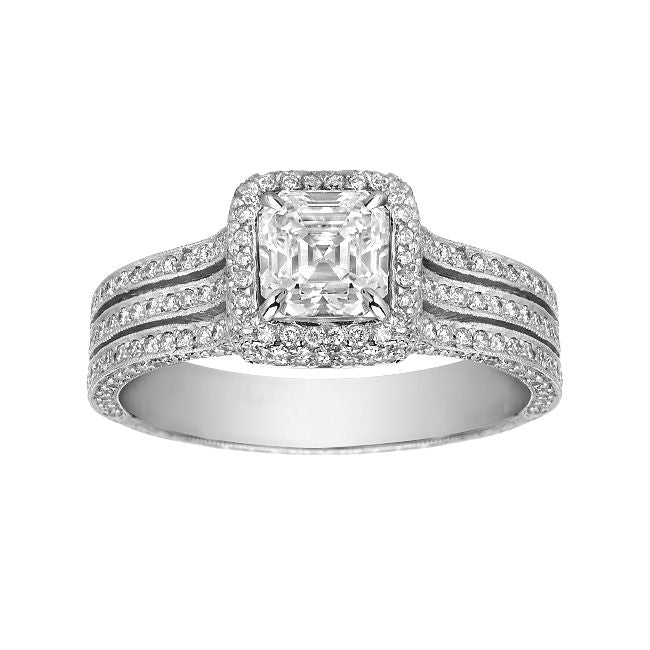 1.05 Carat Asscher Cut Diamond G-VS1 Gold Engagement Ring, GIA