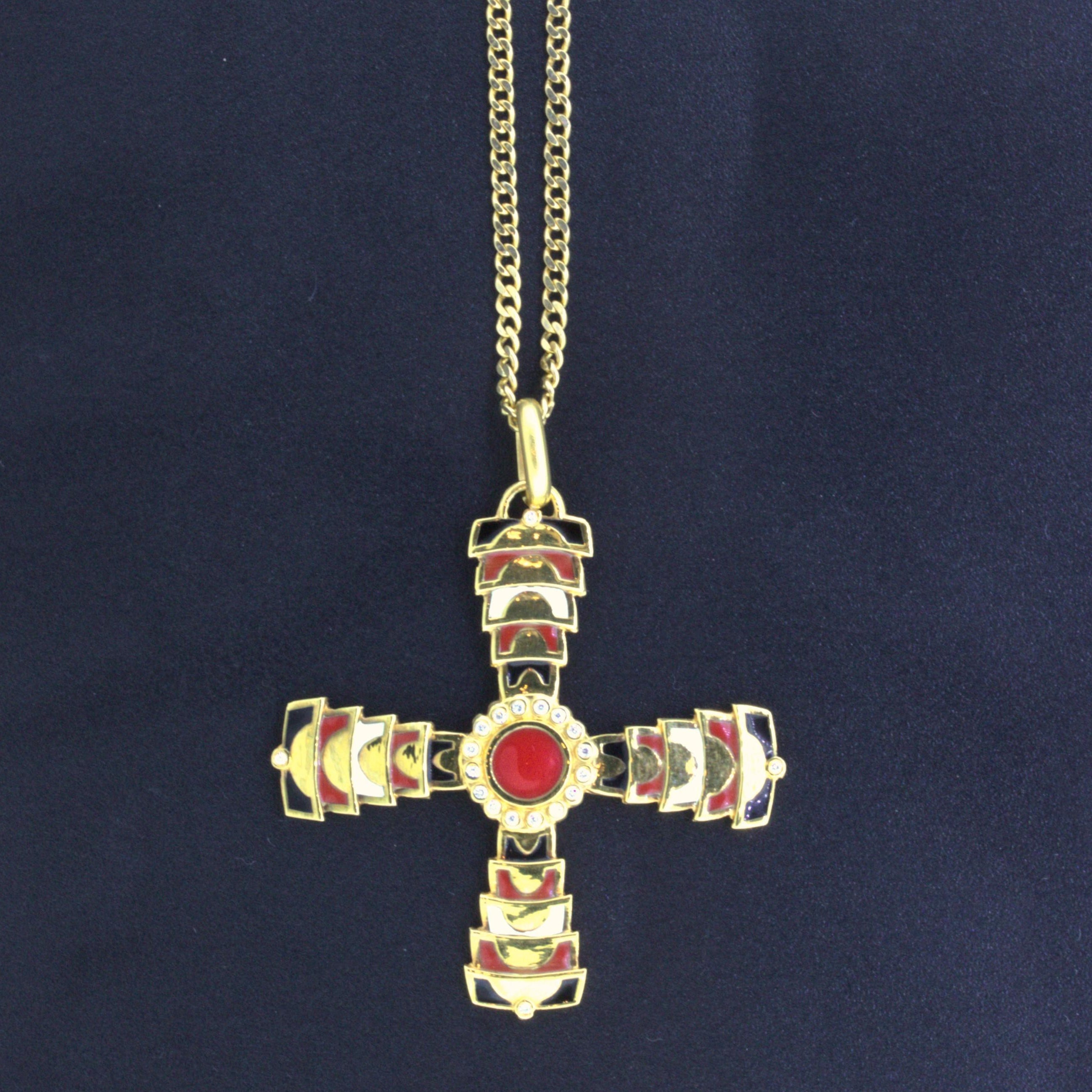 Masriera Diamond Enamel 18k Yellow Gold Pendant