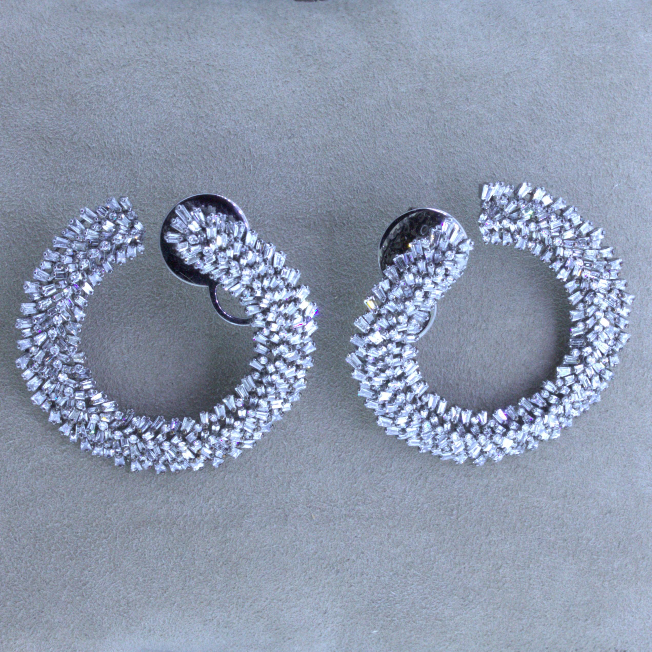 3.65CTW-DIAMOND ROUND-BAGUETTE OPEN-CIRCLE HOOP