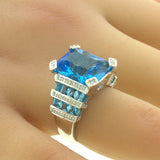 Bellarri Blue Topaz Diamond 18K White Gold Ring