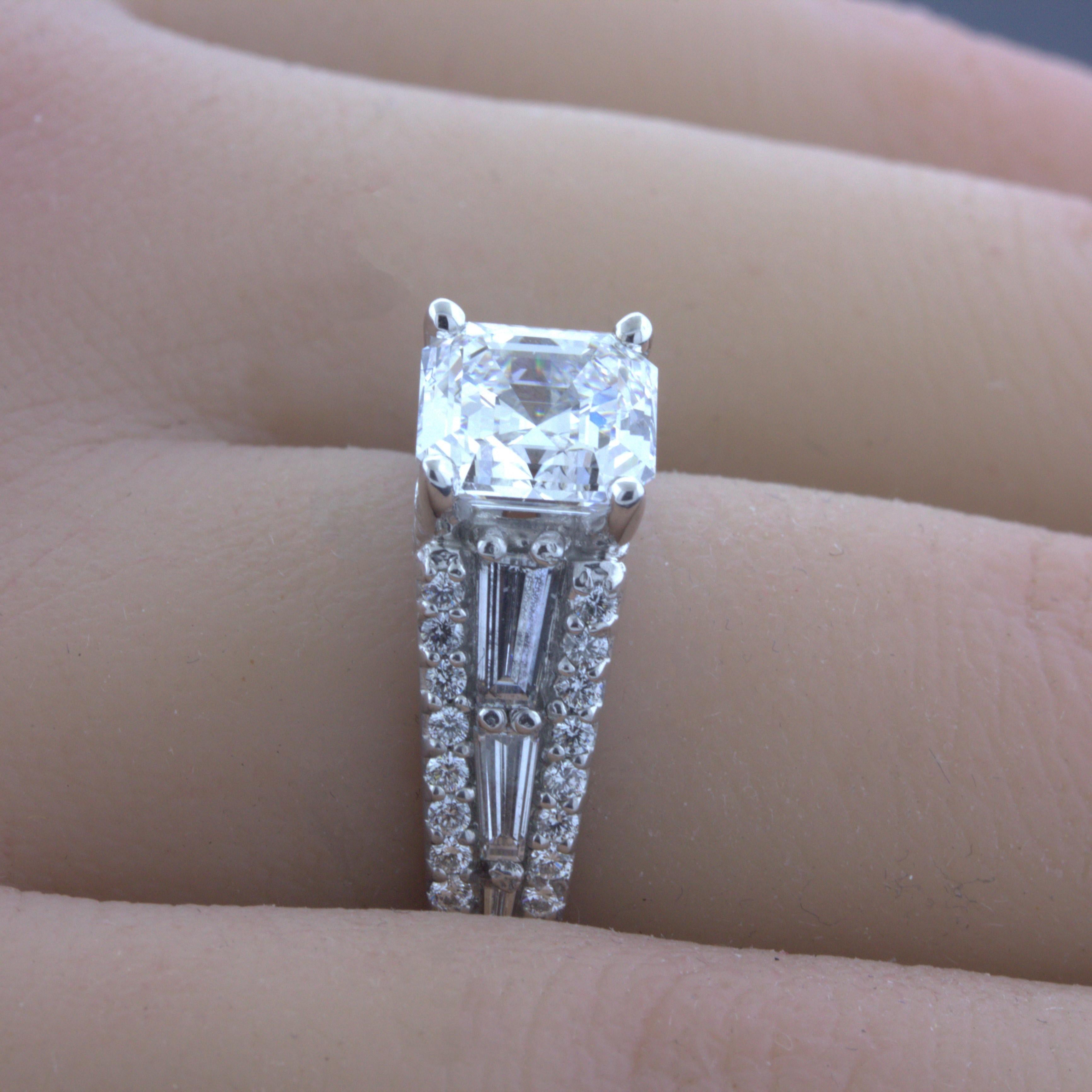 2.19 Carat D-VS2 Asscher-cut Diamond Platinum Engagement Ring, GIA Certified