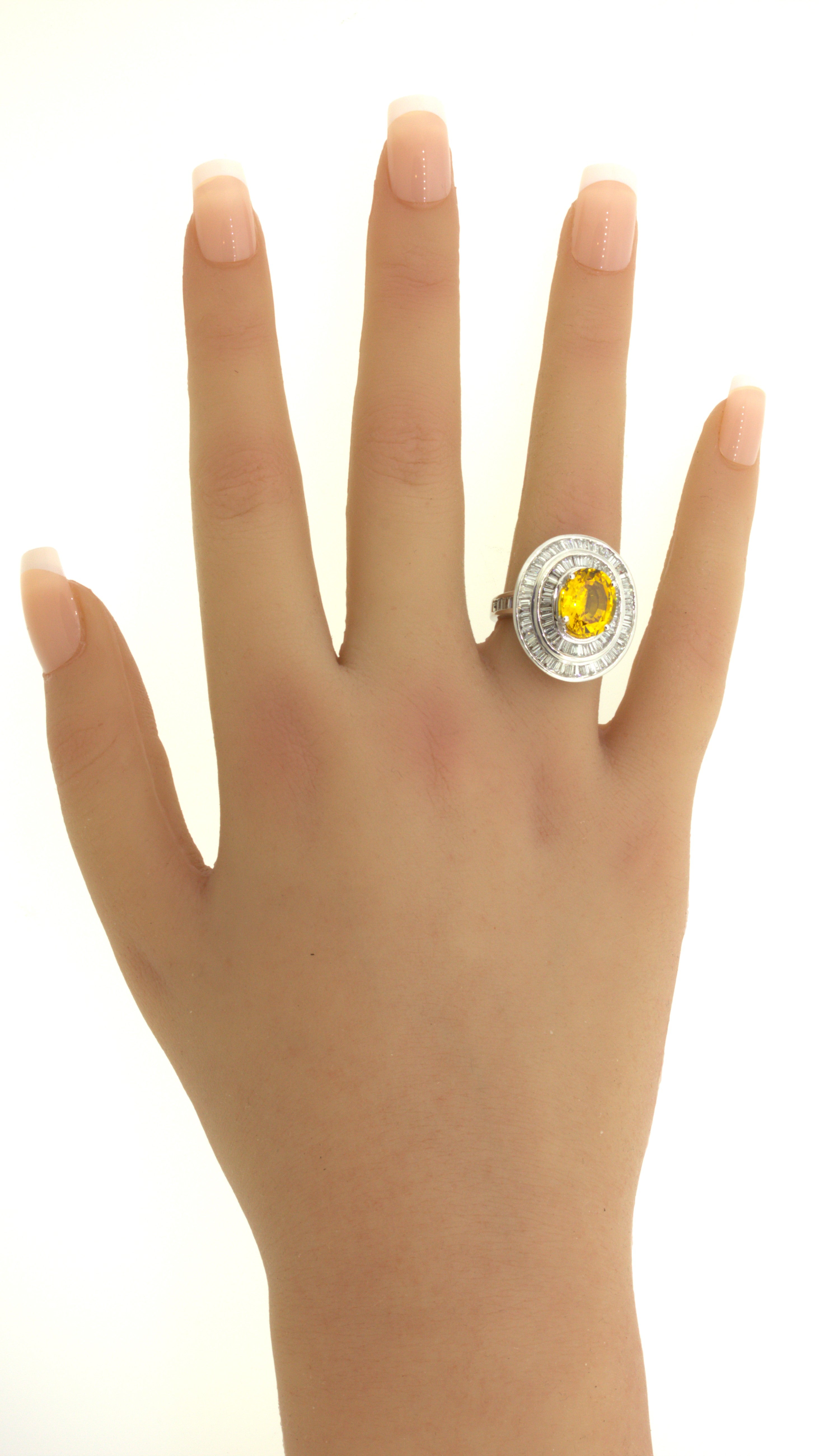 Fancy Yellow Sapphire Diamond Double-Halo 18K White Gold Ring