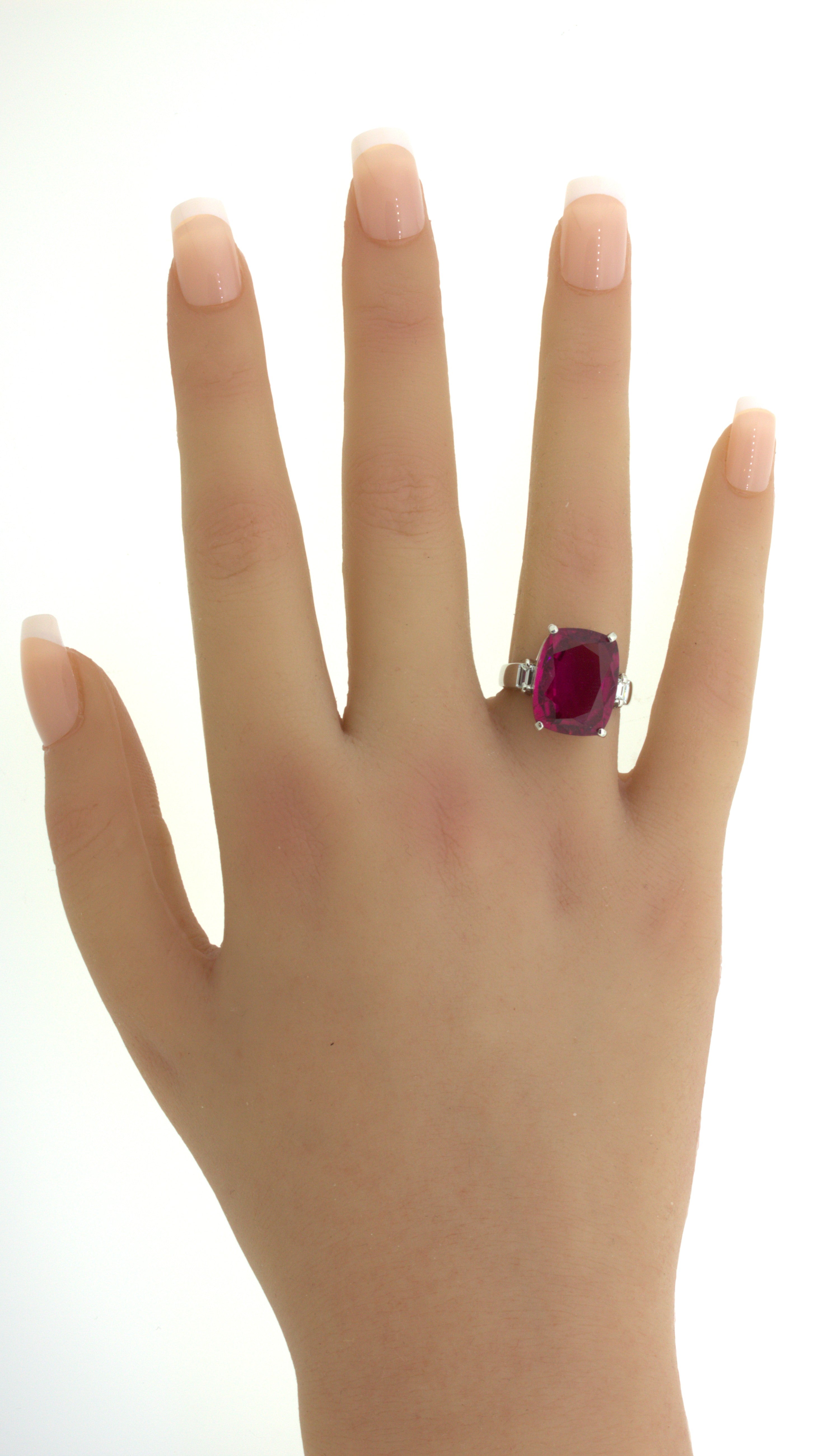 10.44 Carat Rubellite Tourmaline Diamond Platinum 3-Stone Ring