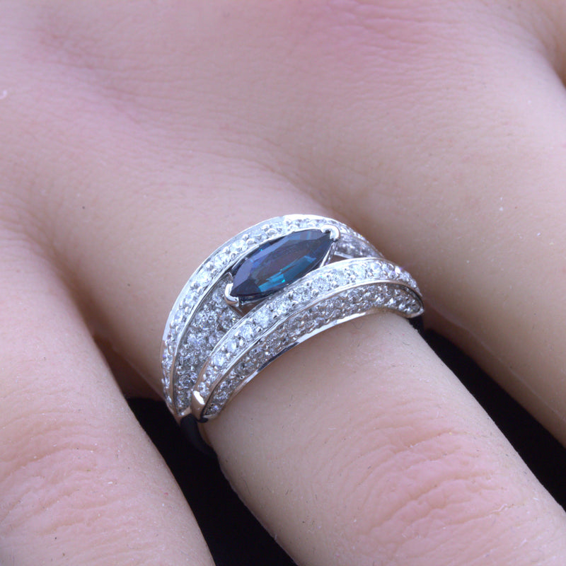 0.66 Carat Brazilian Alexandrite Diamond Platinum Ring, GIA Certified