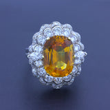 10.50 Carat Orange Sapphire Diamond 14k White Gold Ring, GIA Certified