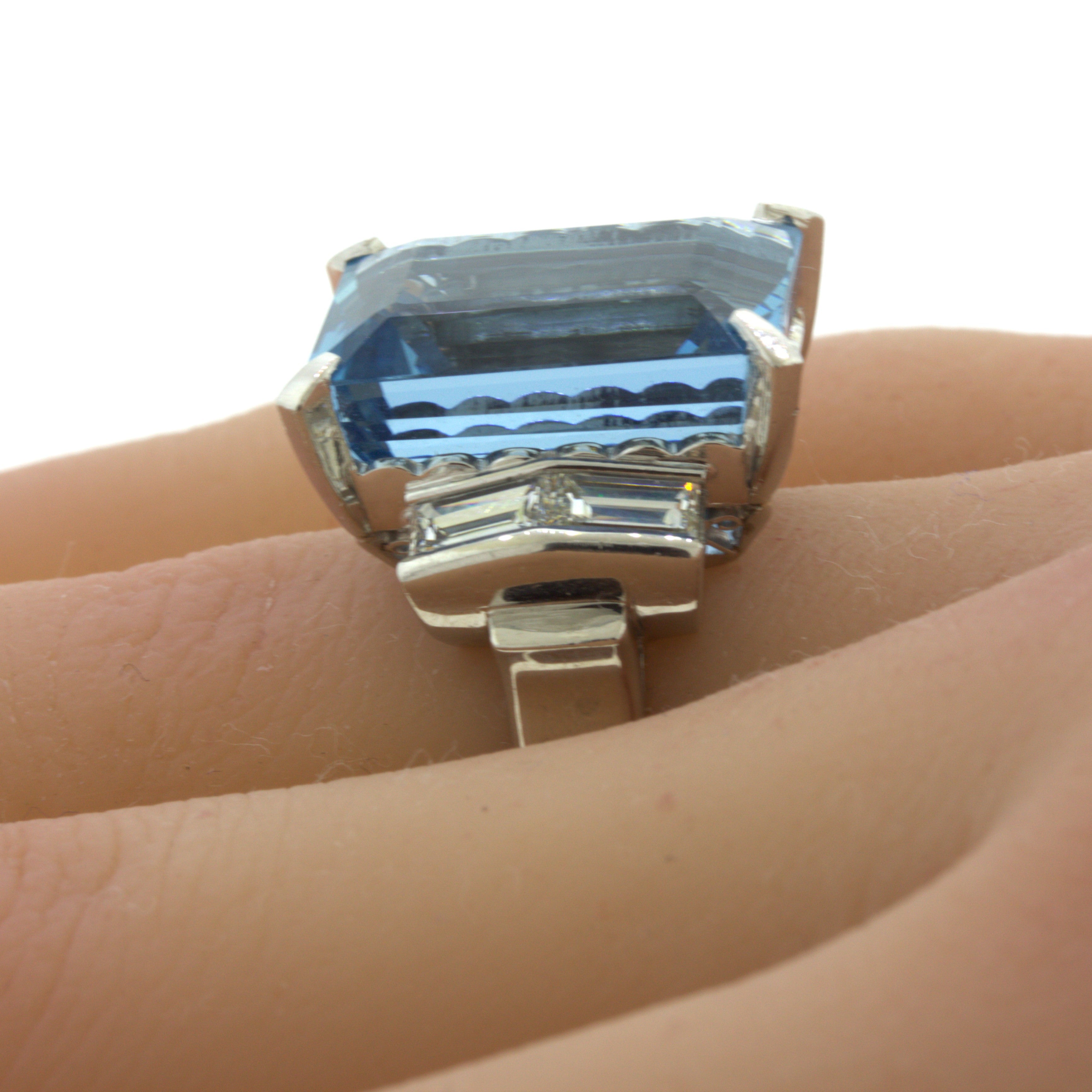 19.11 Carat Aquamarine Diamond Platinum Cocktail Ring