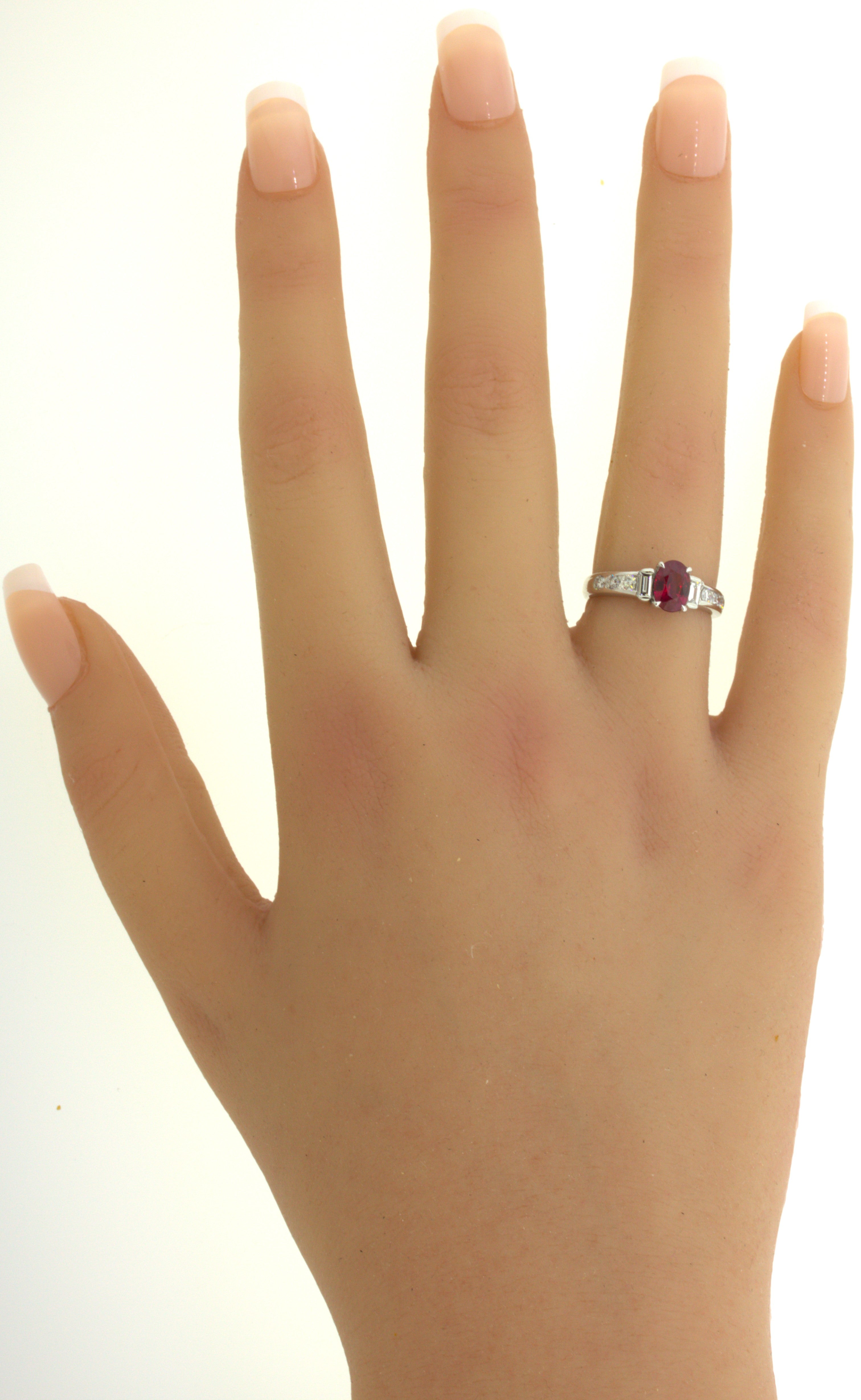 1.10 Carat Burmese Pigeon Blood Ruby Diamond Platinum Ring, GRS Certified