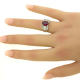 4.05 Carat Ruby Diamond Platinum Ring, GIA Certified