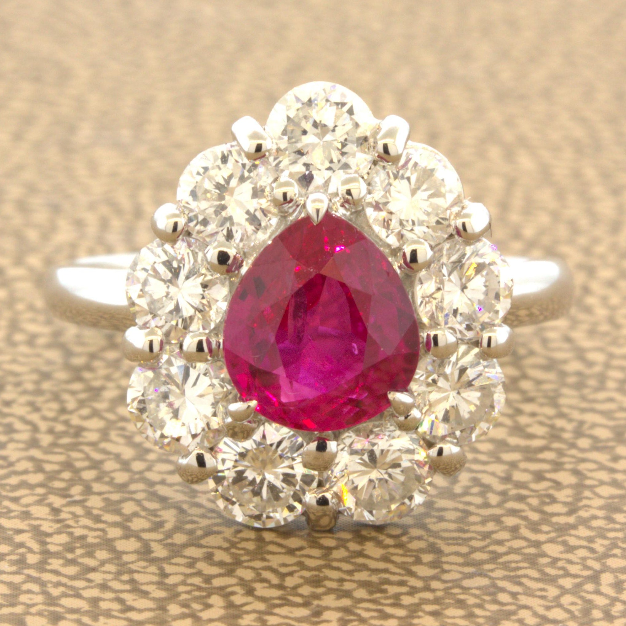 Superb 1.79 Carat Burmese Ruby Diamond Platinum Ring, GIA Certified