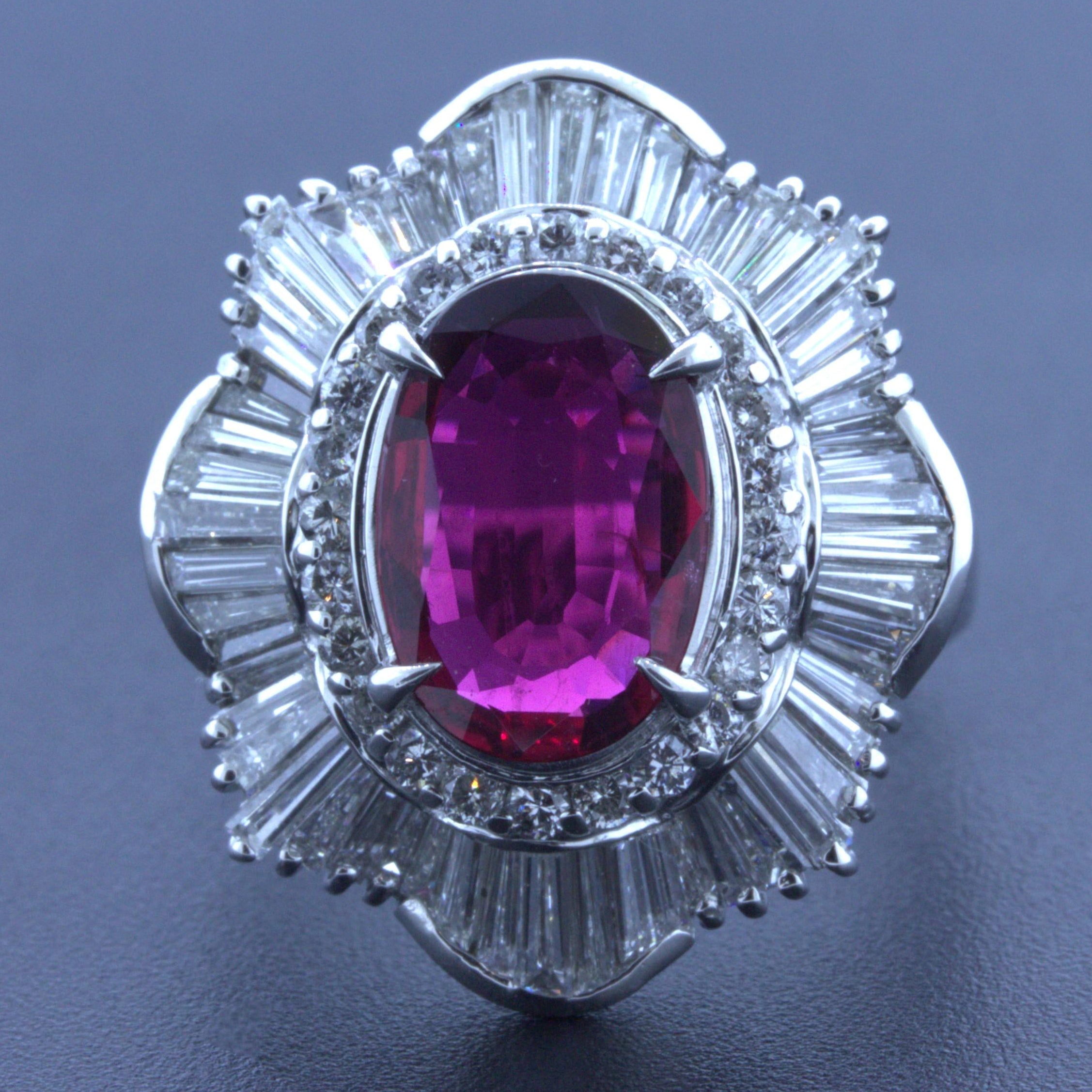 2.51 Carat Ruby Diamond Platinum Ring