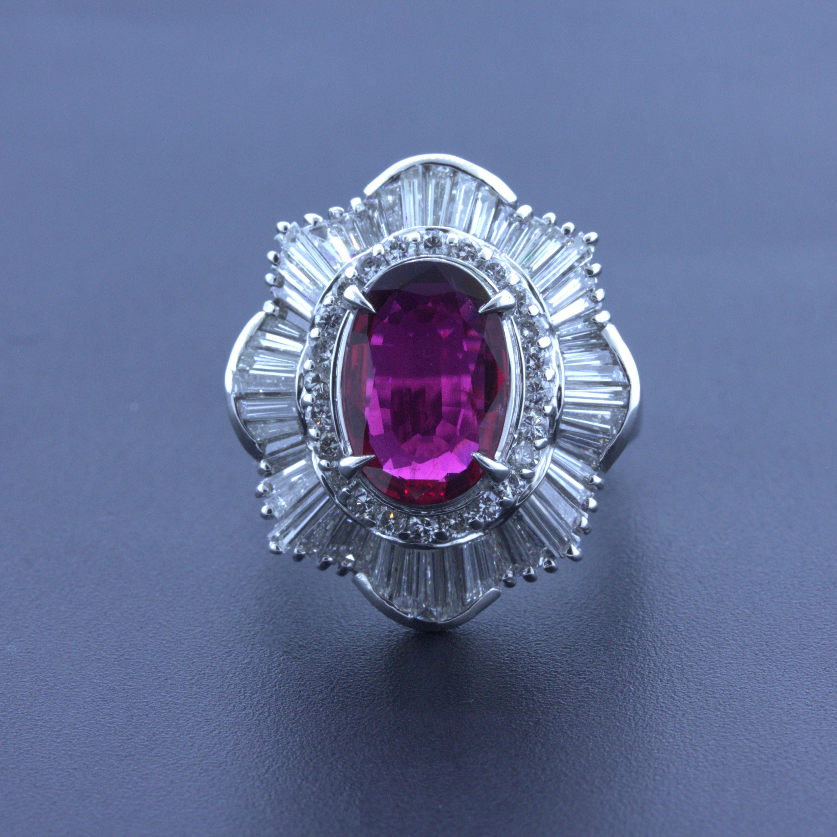 2.51 Carat Ruby Diamond Platinum Ring