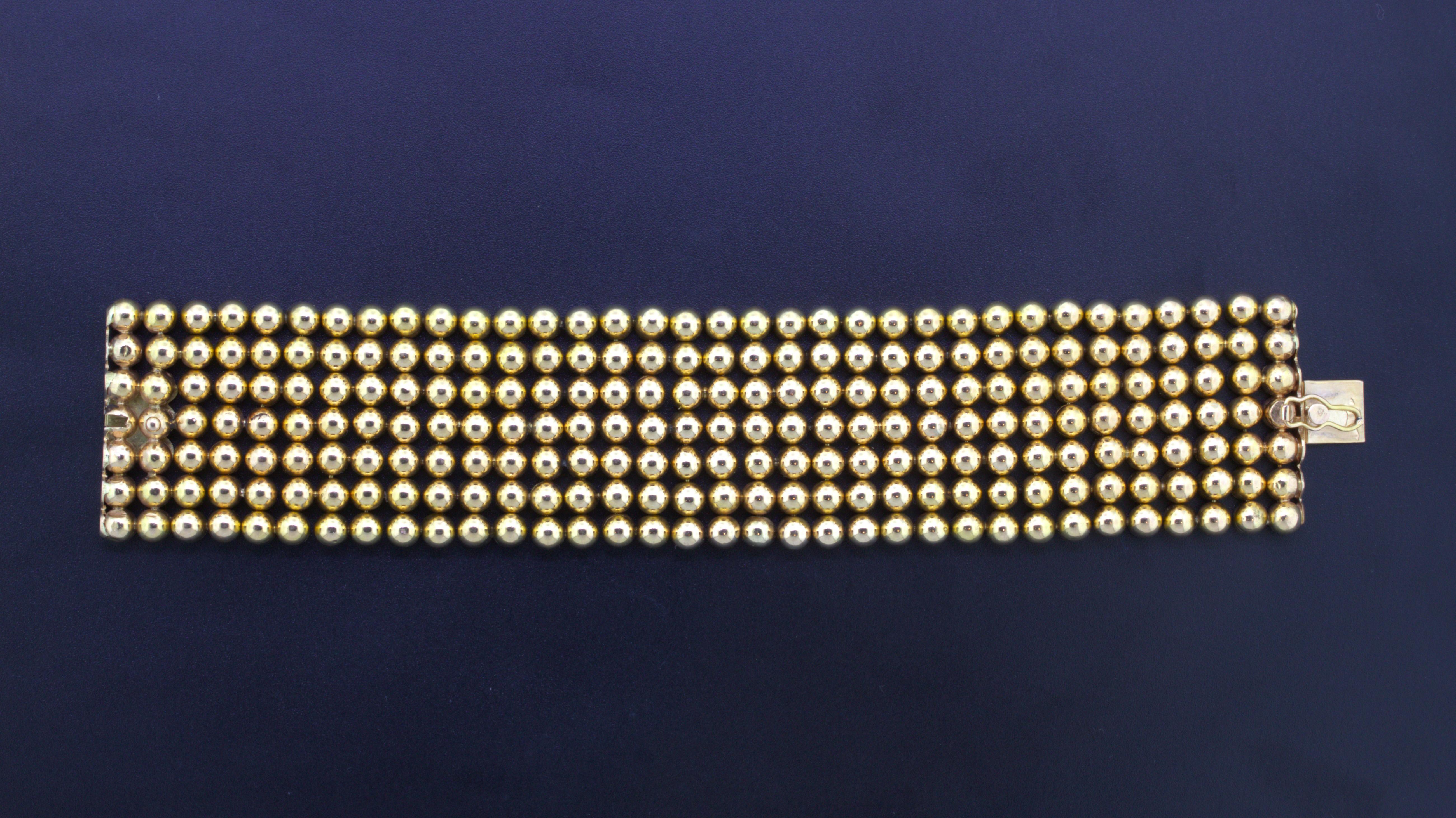 18k Rosey Yellow Gold Wide Dome Bead Bracelet