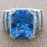 Bellarri Blue Topaz Diamond 18K White Gold Ring