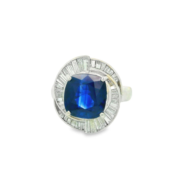 3.98 Carat Royal-Blue Ceylon Sapphire Diamond Platinum Ring, GRS Certified