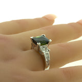 Green Tourmaline Diamond 14k White Gold Ring