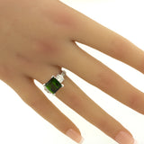 Green Tourmaline Diamond 14k White Gold Ring