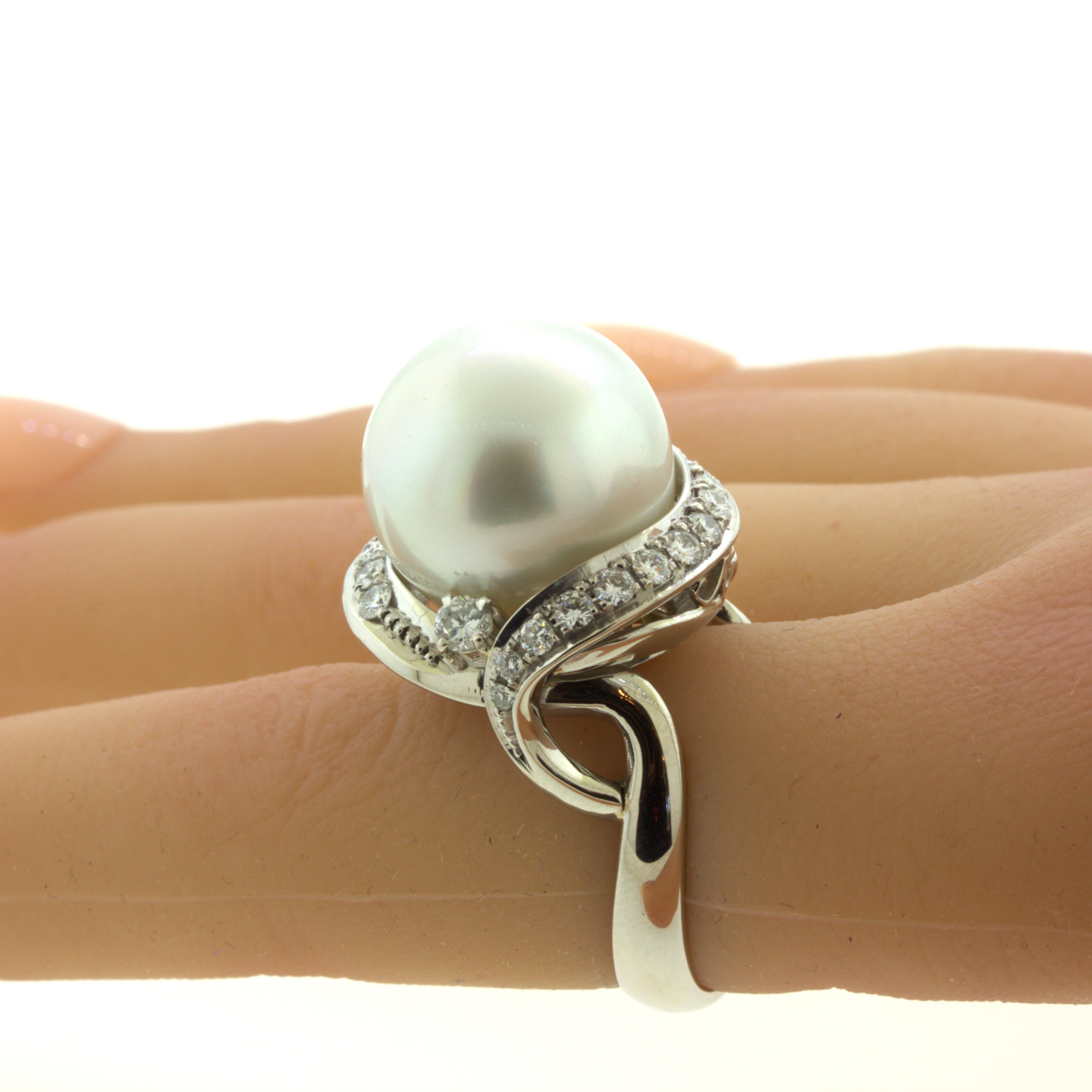 16MM South Sea Pearl Diamond Platinum Cocktail Ring