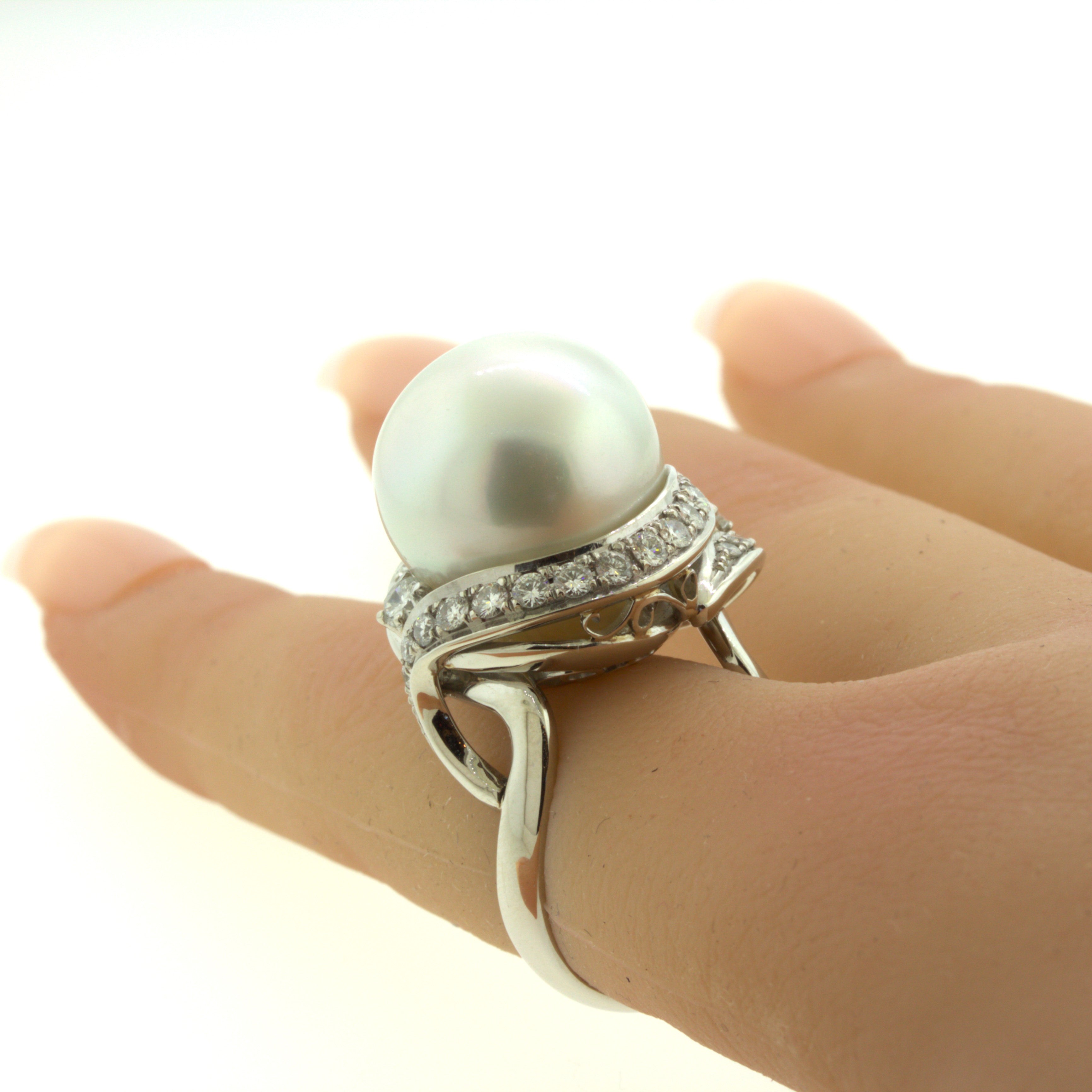 16MM South Sea Pearl Diamond Platinum Cocktail Ring