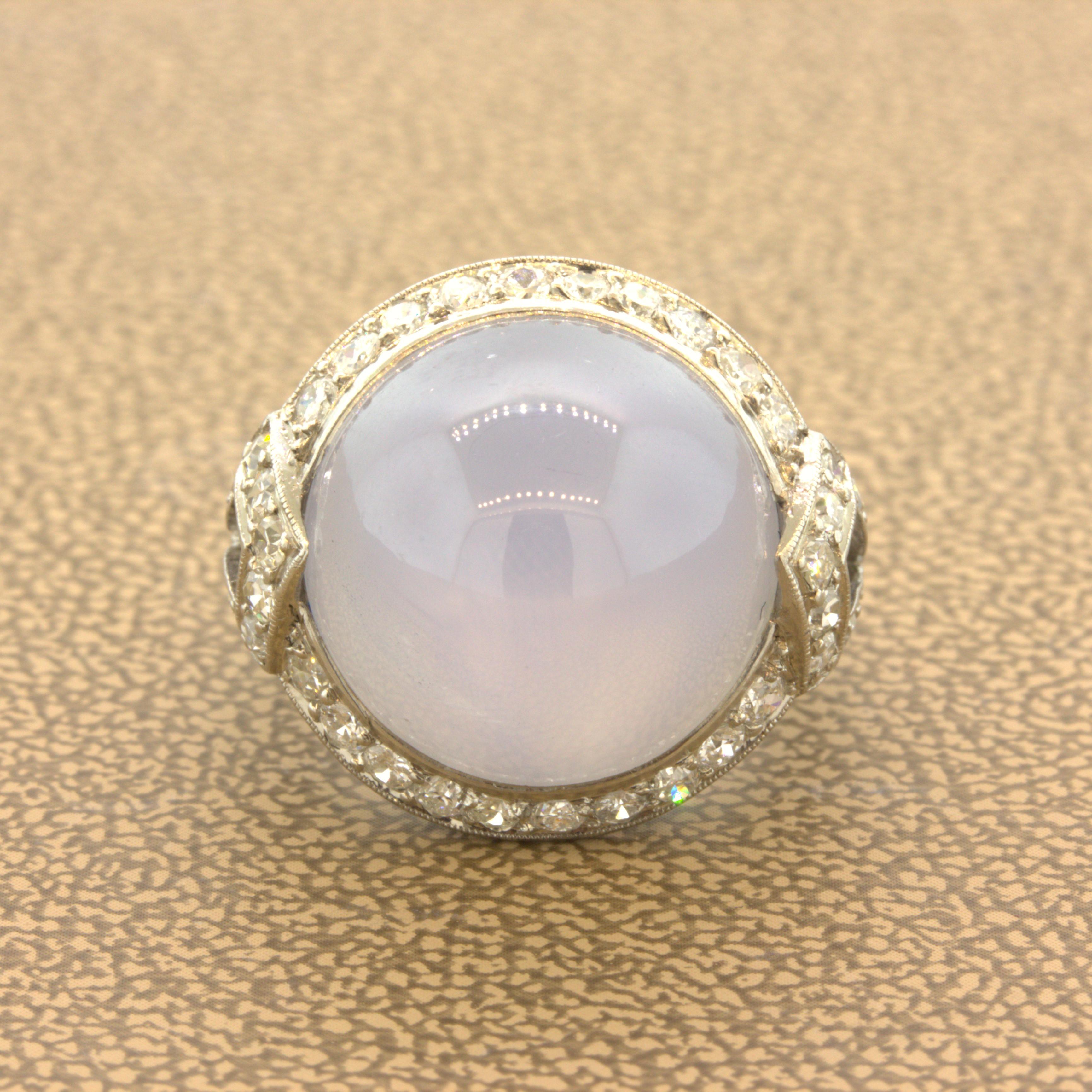 Art Deco Star Sapphire Diamond Platinum Ring