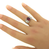 4.05 Carat Ruby Diamond Platinum Ring, GIA Certified