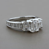 Three Stone Emerald Cut Diamond Anniversary Gold Engagement Ring